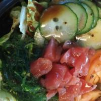 Signature Salad · House salad, raw tuna, avocado, and seaweed salad, ginger & yuzu dressing