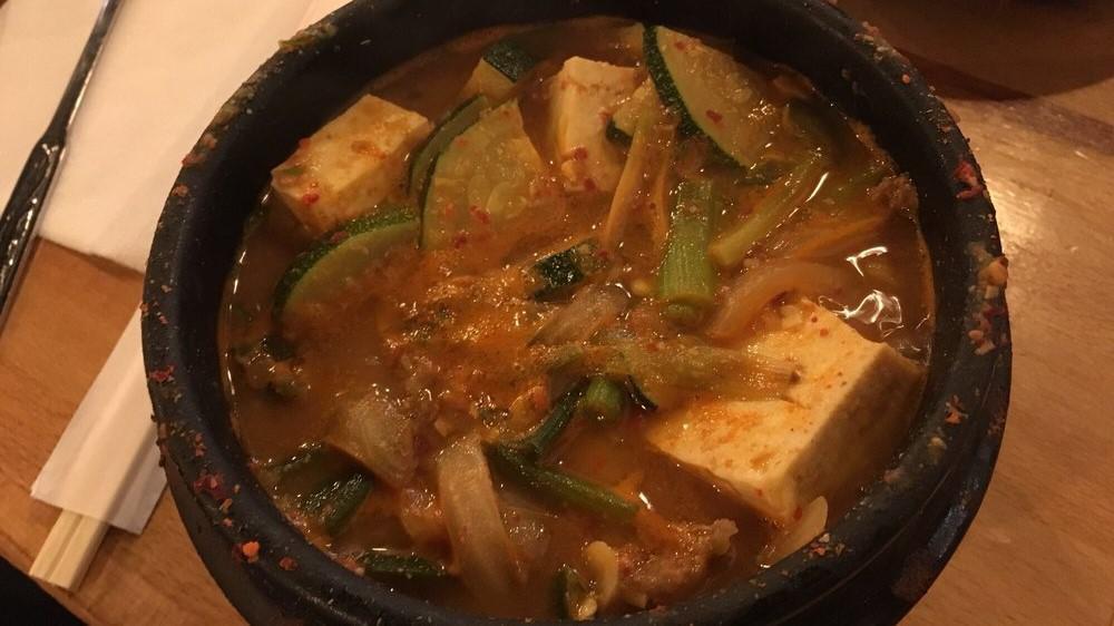 Soybean Paste Soup (된장찌개) · Soybean paste, clam, beef, tofu + rice & side dishes