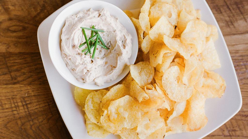 Classic Chips & Dip · Kettle chips and house-made French onion-chive dip.