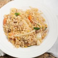 Thai Fried Rice · Stir-fried jasmine rice with egg, onion, broccoli and carrots.