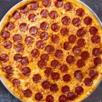 Feed The Funghi Pepperoni Pizza · Pepperoni, mushrooms, mozzarella, marinara, chopped garlic, fresh basil, and extra virgin ol...