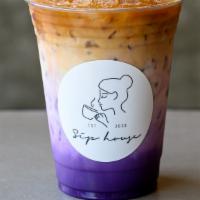 Ube Coffee Latte · Ube latte with phin dripped coffee