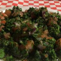 Tabbouleh Salad · Italian parsley, tomato, onions, lemon juice, dry mint, olive oil, and salt