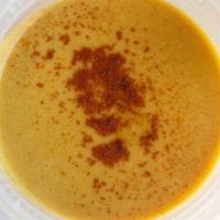 Lentil Soup · Fresh soup prepared with boiled soft red lentils, lemon juice, and our special spices.