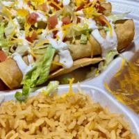 3 Rolled Tacos · Please specify the meat you want:
Beef or Chicken