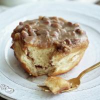 Pecan Sticky Bun · Toasted pecans and a rich brown sugar and butter caramel top a tight roll of our slightly sw...