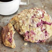Vegan Raspberry Oat Scone · Oats add texture and a delicate flavor to these lightly-sweetened vegan scones. Moist raspbe...