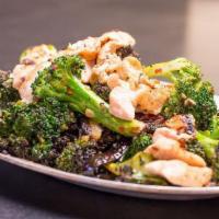 Seared Broccoli · (GF, V) OUR HOUSE FAVORITE! PAN SEARED BROCCOLI WITH RED PEPPERS, GARLIC, CHILI FLAKES & CIT...