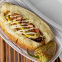 Sonoran Hot Dogs · Incluye: frijoles, tomate, cebolla cruda, queso, mostaza, mayonesa y Salsa de jalapeno
Inclu...