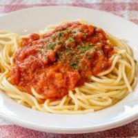 Baked Spaghetti · We take our spaghetti noodles, mix in eggs, cheese, more cheese and ricotta, oven-baked and ...