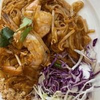 Phad Thai · Thai rice noodles stir-fried in Phad Thai sauce with bean sprouts, egg, red and green onion,...