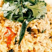 Basil Fried Rice · Stir-fried white jasmine rice with Thai basil, mushrooms, bell pepper, onions, and egg, in s...