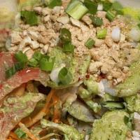 Chef’S Salad · Shredded‎ Chicken, Prawns, Fresh Mixed Vegetables, Ground Cashew Nuts, with Homemade Green D...