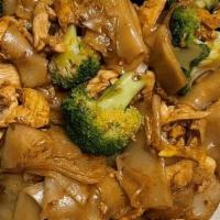 Pad See Ew · Stir-Fried‎ Wide Rice Noodles with Egg, Soy Sauce, Broccoli.