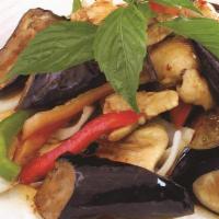 Eggplant With Chili Paste ** · Stir-Fried Eggplant, Red Bell Peppers, Basil, Onions and Chili Paste, Black Bean Sauce
Choic...