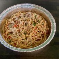 Pasta Pomodoro · A light & delicious dish made of Cherry Tomatoes, Olive Oil,. Roasted Garlic, Fresh Basil, R...