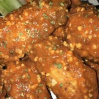 Chicken Wings · 10 wings served with celery, carrots, and our house-made ranch
Mild, Medium, Hot, Spicy Garl...