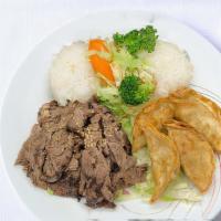 Beef Teriyaki · Beef with two scoops of rice and salad