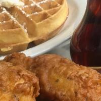 Chicken And Waffle Combo · Favorite.  Three pieces of fried chicken served with one Belgian Waffle.