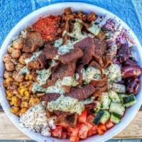 Remix Bowl · Your choice of protein, dill-tahini quinoa, tomato, cucumber, roasted corn, feta, harissa, k...