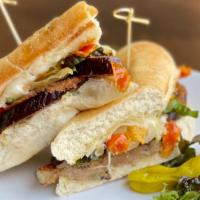 Milano · Vegetarian. Our sandwich breads are baked fresh in house daily. Breaded eggplant on a fresh ...