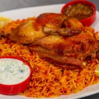 Chicken Mandi · Mandi chicken served over a choice of mandi rice (cooked with bell pepper, onion and tomato)...