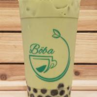 Matcha Milk Tea · Matcha milk tea with non-dairy.