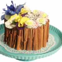 Happy Birthday  Decor (Blue) · Decoration made with beautiful silk flowers.

Standard: Aromatic cinnamon decor cake made wi...