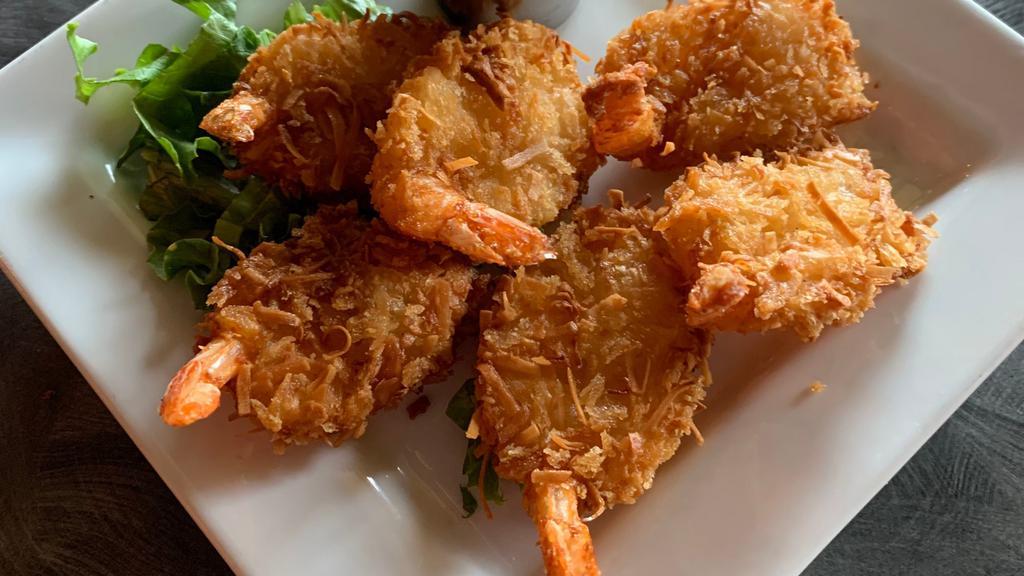 Coconut Prawns · Six large prawns served with a sweet chili sauce