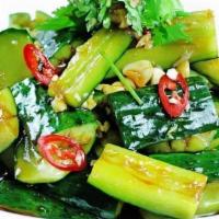 Sweet & Sour Cucumber Salad (Vegan)凉拌小黄瓜 · Vegan. Homemade fresh sweet and sour cucumber, you can choose any spicy levels as you want.