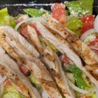 Salad- Campagnola · Romain lettuce / grilled chicken / onions / chopped tomatoes / parmesan cheese