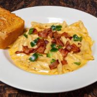 The Big Cheese · Our new spin on mac & cheese. Penne pasta, applewood smoked bacon pieces & diced jalapeno. t...