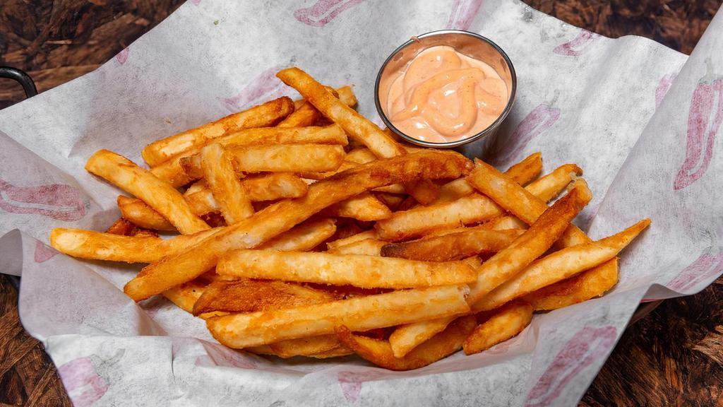 Seasoned French Fries (Basket) · Golden brown and lightly seasoned with our special blend of spices. Served along side our famous house made fry sauce.