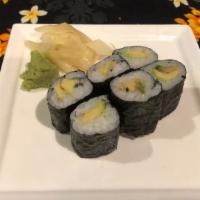 Avocado Roll · Vegetarian, Avocado and sesame seeds rolled in sushi rice and nori.