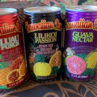 Hawaiian Sun Canned Juice · Your choice of fruit punch lilikoi (passion fruit) or guava.