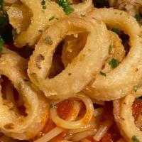 Spaghetti Calamari · our classic spaghetti marinara topped with our famous fried calamari