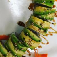 Green Dragon Maki Roll · 8 pieces. Shrimp tempura, imitation crab salads, inside the roll. Avocado outside, Spicy may...