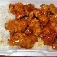 Gangjung Bowl - Sweet And Mild Spicy (Korean Sauce Chicken Flavor) · A soy derived sauce with chilis to give a light spicy bite (Boneless Chicken)