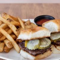 House Sliders · 2 Buttery toasted Hawaiian bun, fresh all-natural beef patty never frozen, american cheese, ...