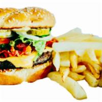 Regular Burger · Single angus meat burger, American cheese, tomato, grilled onions, bacon, lettuce, pickles, ...