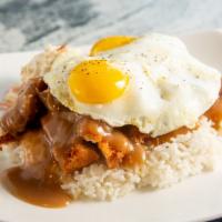 Katsu Loco Plate · Chicken katsu that's smothered in made in house brown gravy, topped with two large eggs, and...