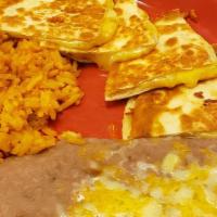 Cheese Quesadilla · A large flour tortilla folded in half and filled with cheese.