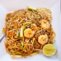 Pad Thai · Rice noodles, eggs, bean sprouts, green onion and ground peanut.