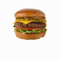 505 Green Chile Cheesy · angus beef patty, 21 sauce, choice of cheese, lettuce, green chile, Roma tomato, toasted bri...
