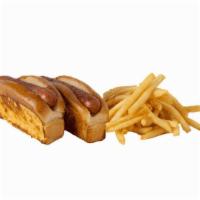 101 Dog Combo · 100% beef hot dogs, choice of condiments, New England roll, French fries (1206 cal)