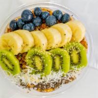 Thunder Bowl · Blended: Acai, Blueberry, Spinach, Strawberries, and Almond Milk. 

Topped: Blueberry, Banan...