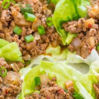 Lettuce Wraps · Chopped meat with onion, Thai chili, cilantro, toasted rice powder, lime juice and mint leaf...