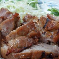 Thai Barbeque Pork · Mo yang. Pork tenderloin marinated with special sauce and Thai spices, then grilled. Served ...