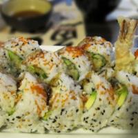 Shrimp Tempura Roll · Shrimp tempura, avocado, tempura flakes and eel sauce.