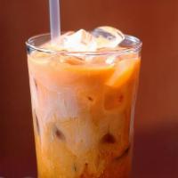 Thai Iced Tea · Sweetened thai iced tea with low fat half halt